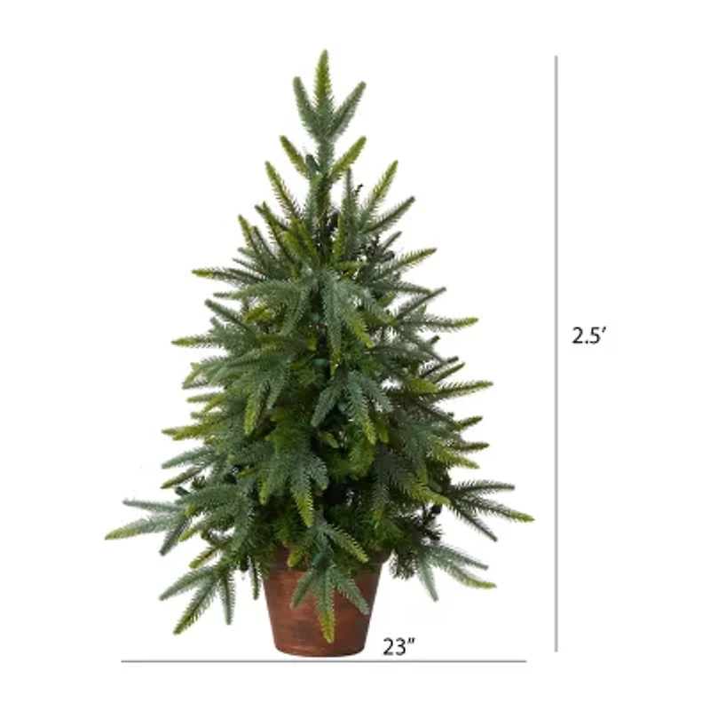 Nearly Natural Planter And Clear Lights 2 1/2 Foot Pre-Lit Christmas Tree
