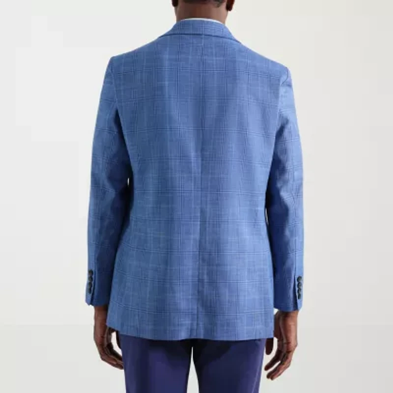 Haggar JMH Tailored Plaid Mens Windowpane Stretch Fabric Modern Fit Sport Coat