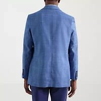 Haggar JMH Tailored Plaid Mens Windowpane Stretch Fabric Modern Fit Sport Coat