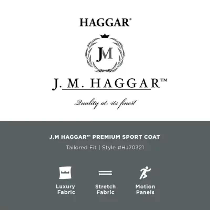 Haggar JMH Tailored Plaid Mens Windowpane Stretch Fabric Modern Fit Sport Coat