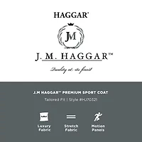 Haggar JMH Tailored Plaid Mens Windowpane Stretch Fabric Modern Fit Sport Coat