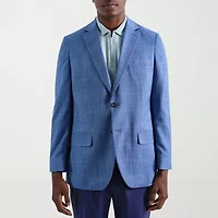 Haggar JMH Tailored Plaid Mens Windowpane Stretch Fabric Modern Fit Sport Coat