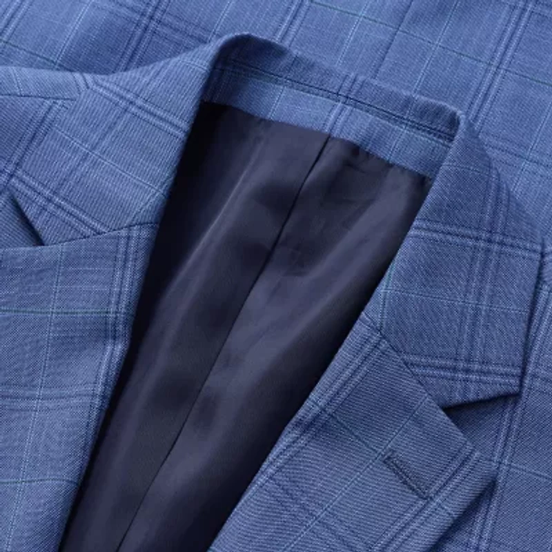 Haggar JMH Tailored Plaid Mens Windowpane Stretch Fabric Modern Fit Sport Coat