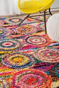 nuLoom Kindra Circles Shaggy Rectangular Rug