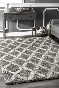 nuLoom Sharika Lattice Shaggy Rectangular Rug
