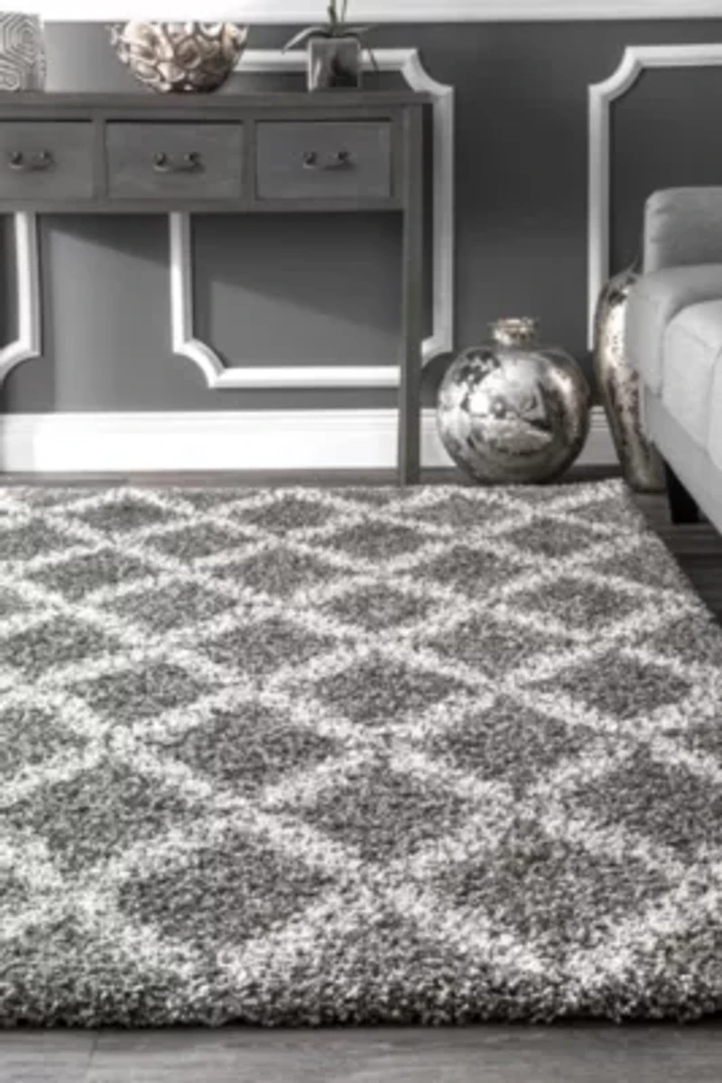 nuLoom Sharika Lattice Shaggy Rectangular Rug