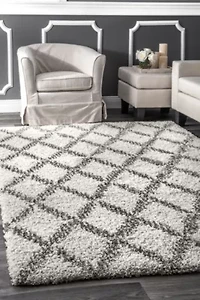nuLoom Sharika Lattice Shaggy Rectangular Rug
