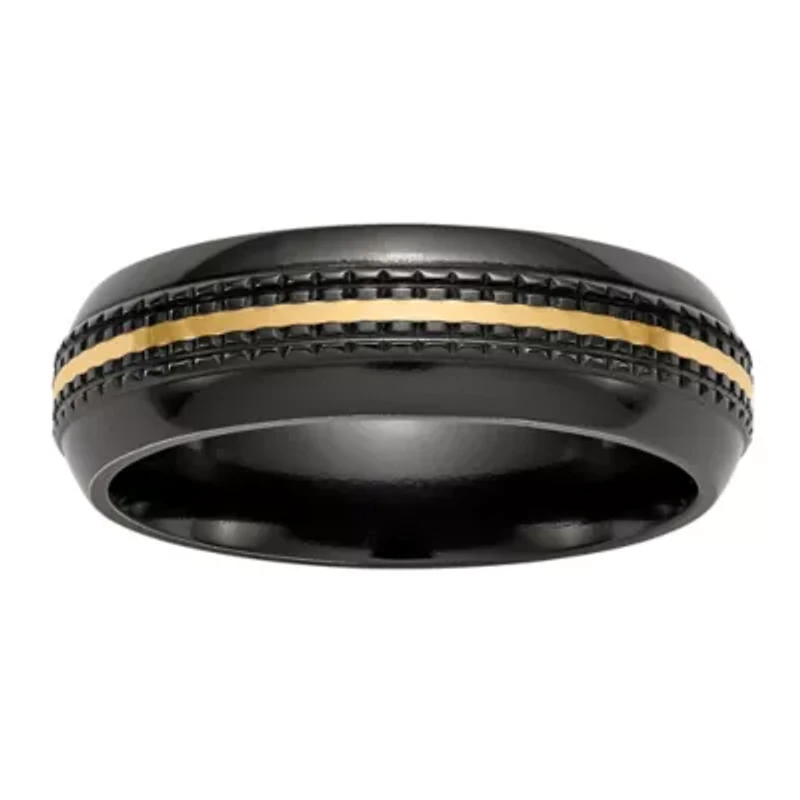 Mens 7MM 14K Gold Titanium Wedding Band