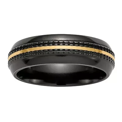 Mens 7MM 14K Gold Titanium Wedding Band