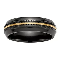 Mens 7MM 14K Gold Titanium Wedding Band