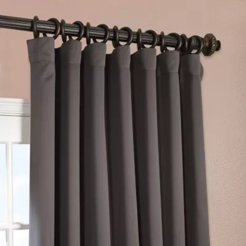 Exclusive Fabrics & Furnishing Solid Extra Wide Rod Pocket Back Tab Light-Filtering Single Curtain Panel