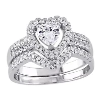 Womens 1 1/3 CT. Cubic Zirconia Sterling Silver Heart Bridal Set
