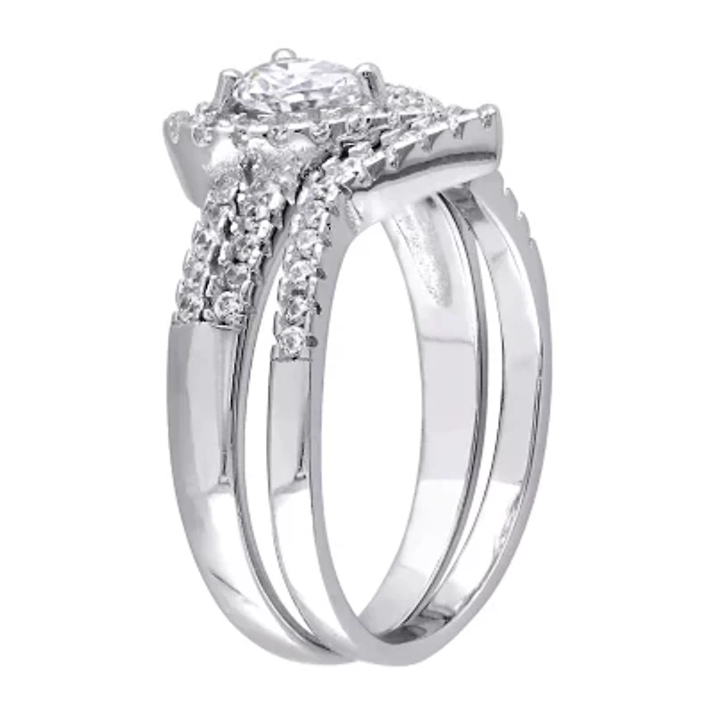 Womens 1 1/3 CT. Cubic Zirconia Sterling Silver Heart Bridal Set