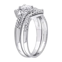 Womens 1 1/3 CT. Cubic Zirconia Sterling Silver Heart Bridal Set