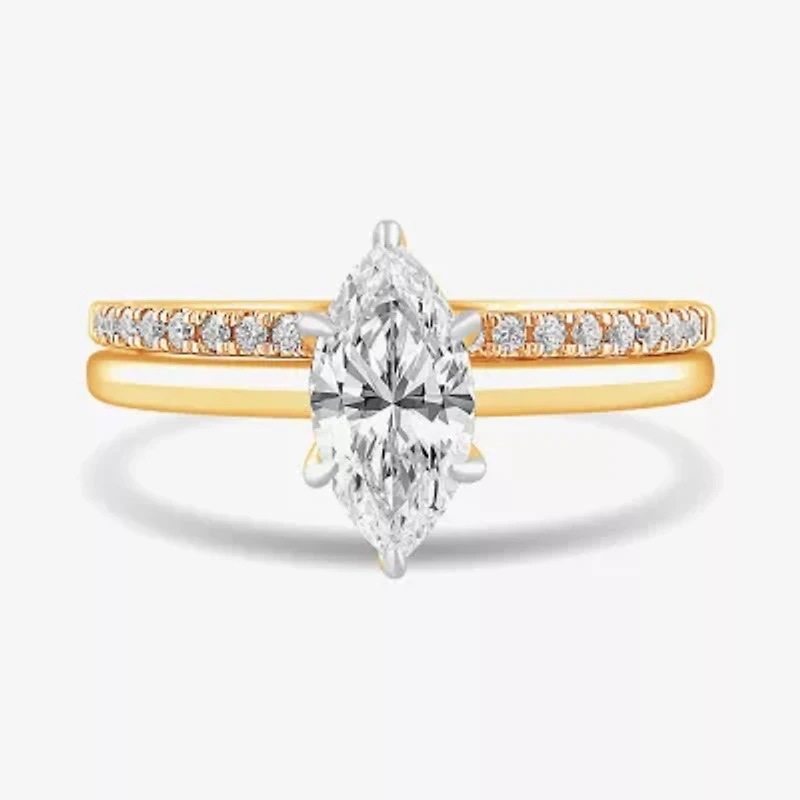 Womens 1 1/4 CT. T.W. Lab Grown White Diamond 14K Gold Marquise Solitaire Bridal Set
