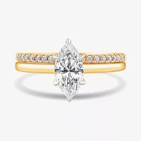 Womens 1 1/4 CT. T.W. Lab Grown White Diamond 14K Gold Marquise Solitaire Bridal Set