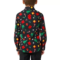 Opposuits Christmas Little Boys Spread Collar Long Sleeve Dress Shirt