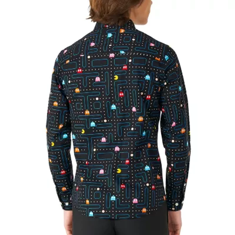 Opposuits Big Kid Boys Spread Collar Long Sleeve Pacman Dress Shirt