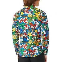 Opposuits Big Kid Boys Spread Collar Long Sleeve Super Mario Dress Shirt