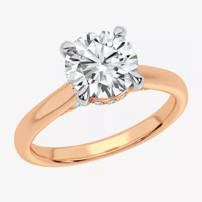 G-H / Si1-Si2) Womens 1 1/ CT. T.W. Lab Grown White Diamond 14K Rose Gold Round Solitaire Engagement Ring