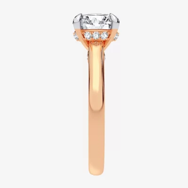 G-H / Si1-Si2) Womens 1 1/ CT. T.W. Lab Grown White Diamond 14K Rose Gold Round Solitaire Engagement Ring