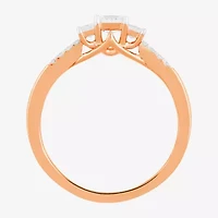 Love Lives Forever (F / Si2) Womens 1/2 CT. T.W. Lab Grown White Diamond 10K Gold Side Stone 3-Stone Engagement Ring