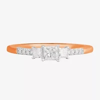 Love Lives Forever (F / Si2) Womens / CT. T.W. Lab Grown White Diamond 10K Gold Side Stone 3-Stone Engagement Ring