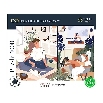 Trefl Puzzles - 1000 Piece Yoga Cats & Coffee 1000-pc. Puzzle
