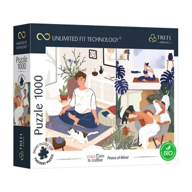 Trefl Puzzles - 1000 Piece Yoga Cats & Coffee 1000-pc. Puzzle