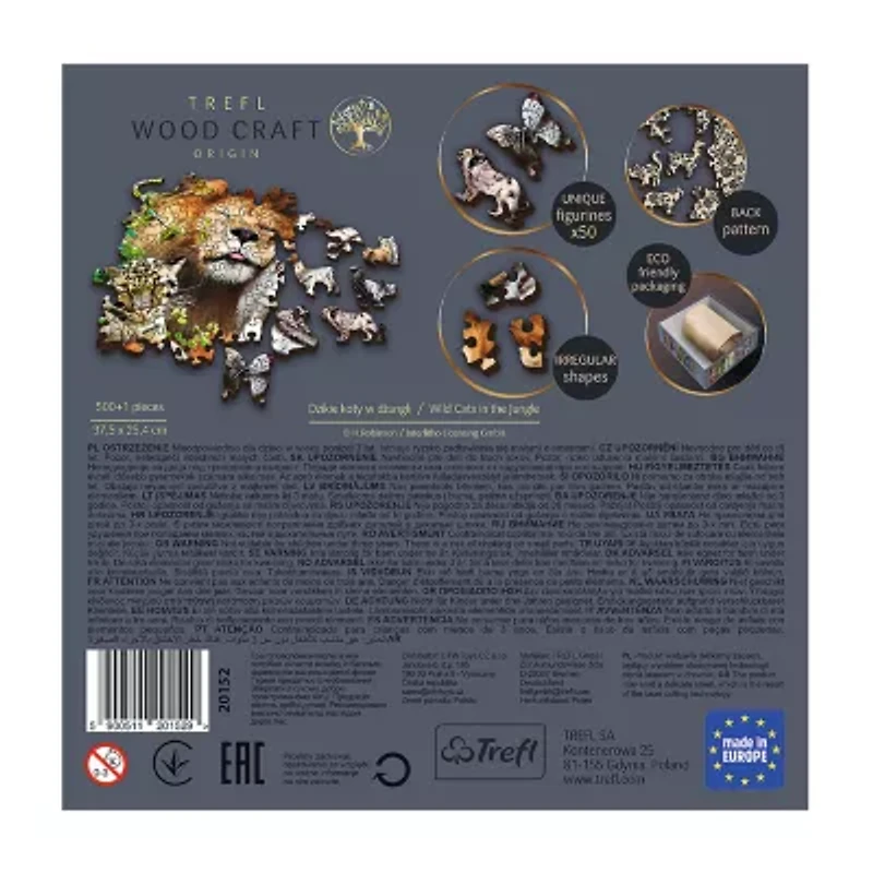 Trefl Puzzles - 501 Piece Wood Wild Cats In The Jungle 501-pc. Puzzle