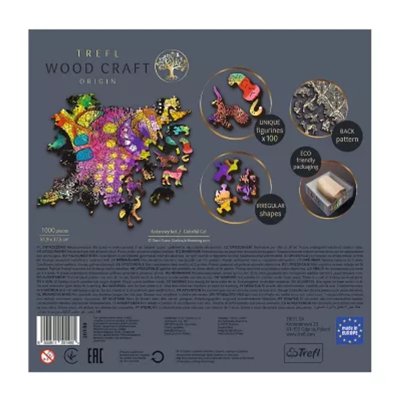Trefl Puzzles - 1000 Piece Wood Colorful Cat 1000-pc. Puzzle