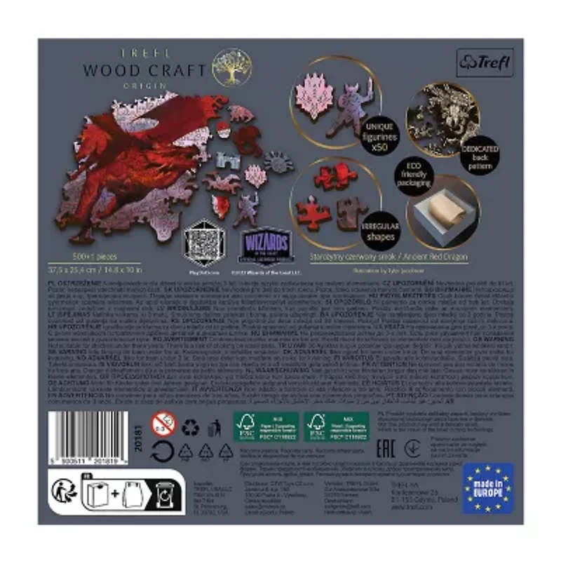 Trefl Puzzles - 500+1 Piece Wood Ancient Red Dragon 501-pc. Puzzle