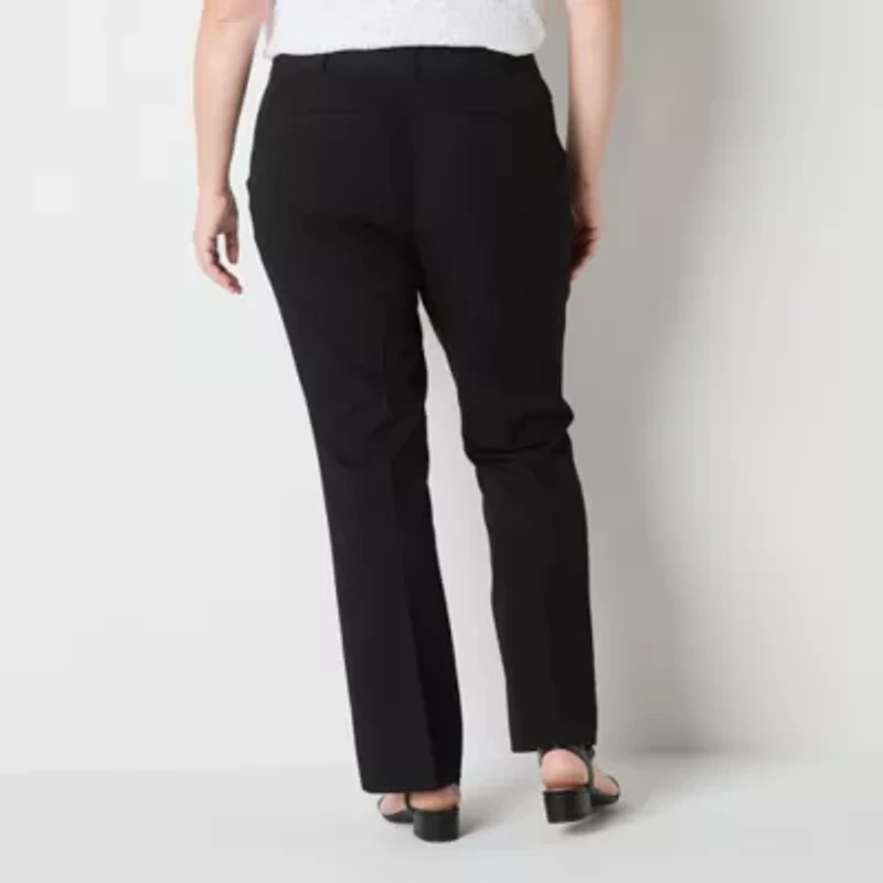 Liz Claiborne Adaptive Audra Tailored Womens Easy-on + Easy-off Straight Mid Rise Plus Trouser