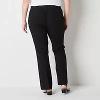 Liz Claiborne Adaptive Audra Tailored Womens Easy-on + Easy-off Straight Mid Rise Plus Trouser