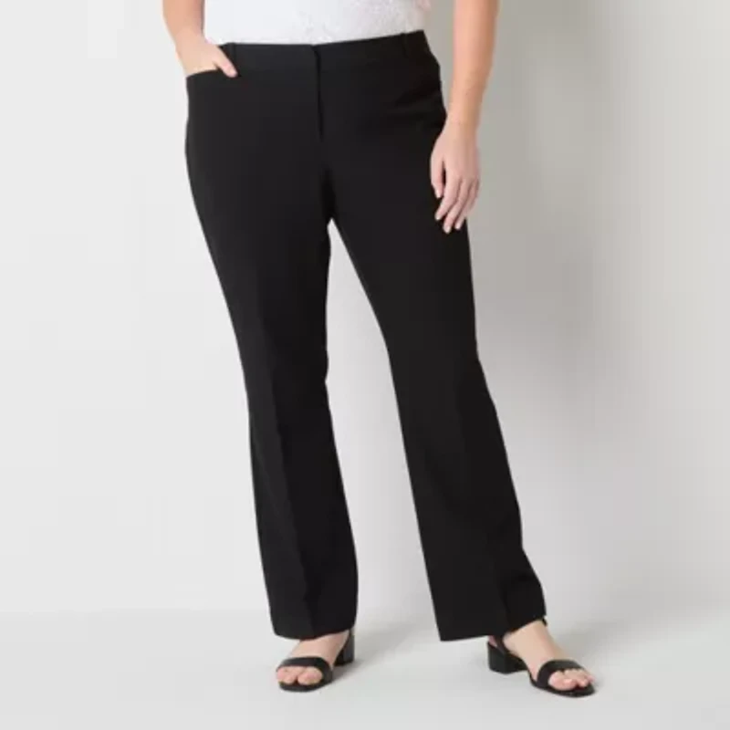 Liz Claiborne Adaptive Audra Tailored Womens Easy-on + Easy-off Straight Mid Rise Plus Trouser