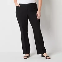 Liz Claiborne Adaptive Audra Tailored Womens Easy-on + Easy-off Straight Mid Rise Plus Trouser