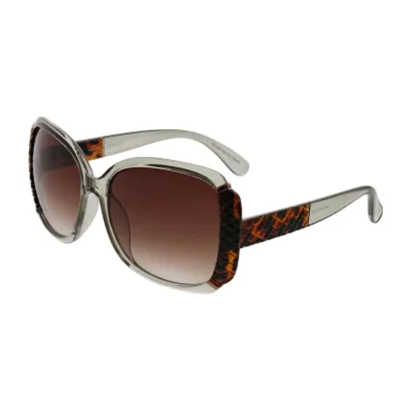 Adrienne Vittadini Femme With Metal Bar N Quilted Detail Womens Uv Protection Square Sunglasses