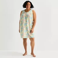 Adonna Womens Poplin Scoop Neck Nightgown