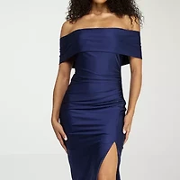 Premier Amour Womens Off The Shoulder Short Sleeve Midi Sheath Dress