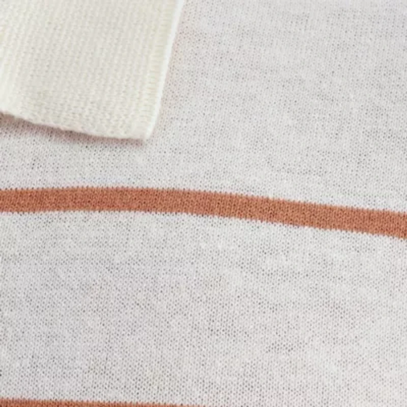 Haggar Linen Blend Retro Stripe Mens Short Sleeve Button Polo Sweater