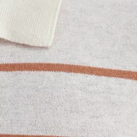 Haggar Linen Blend Retro Stripe Mens Short Sleeve Button Polo Sweater