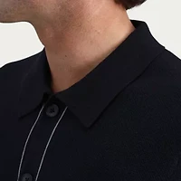 Haggar Button Front Mens Short Sleeve Polo Sweater