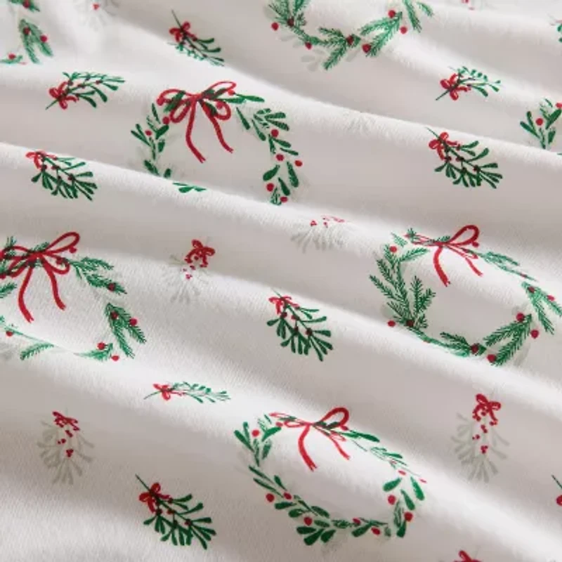 Martha Stewart Wreaths Mistletoe Sheet Set