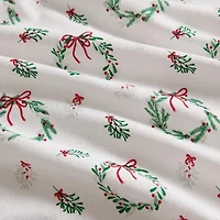 Martha Stewart Wreaths Mistletoe Sheet Set