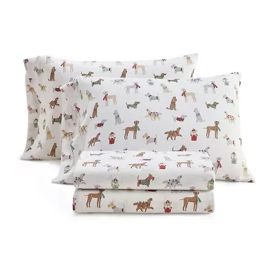 Martha Stewart Holiday Pups Sheet Set