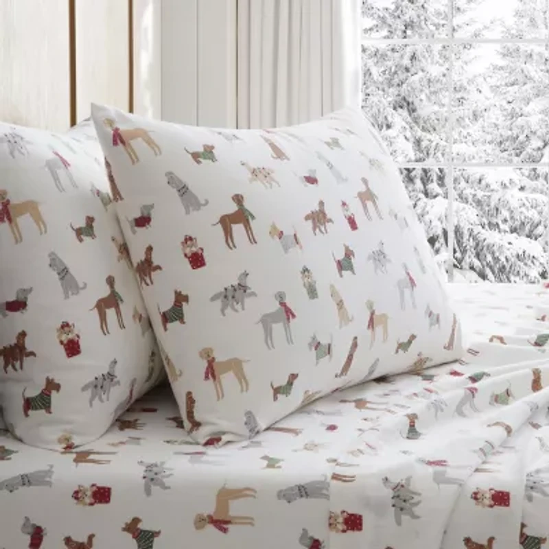 Martha Stewart Holiday Pups Sheet Set