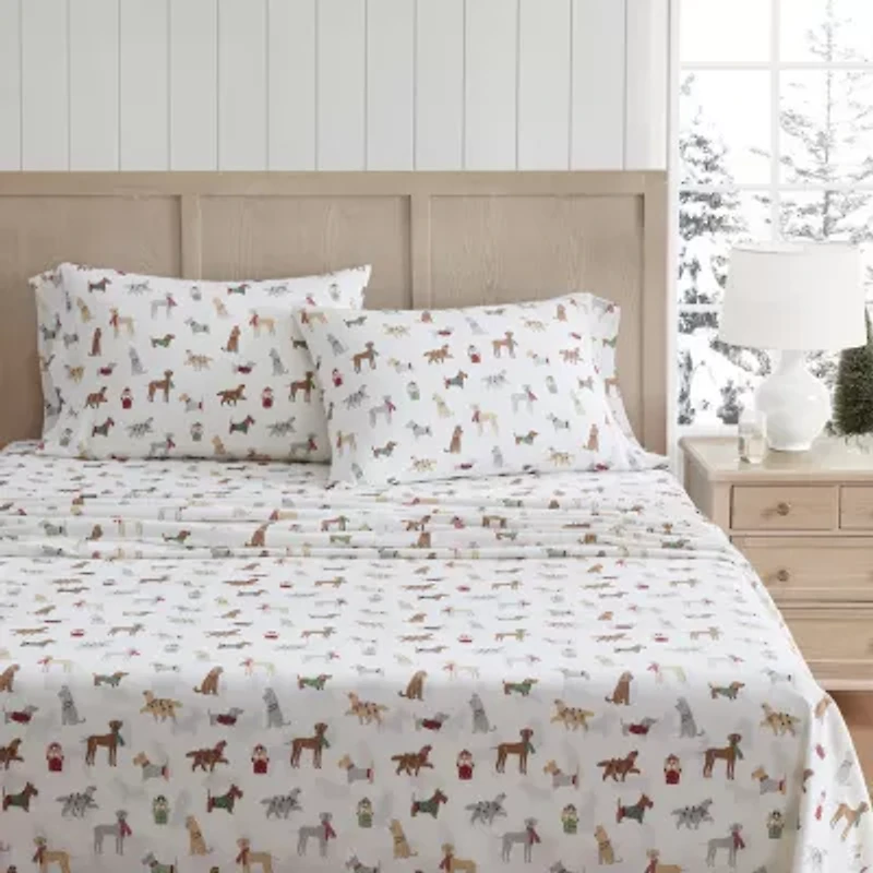 Martha Stewart Holiday Pups Sheet Set