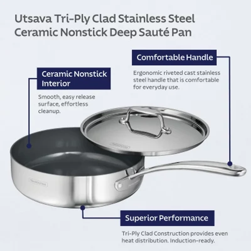 Tramontina Utsava Stainless Steel 2.9-qt. Deep Saute Pan