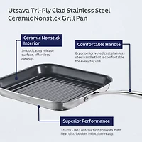 Tramontina Utsava Stainless Steel 10" Grill Pan