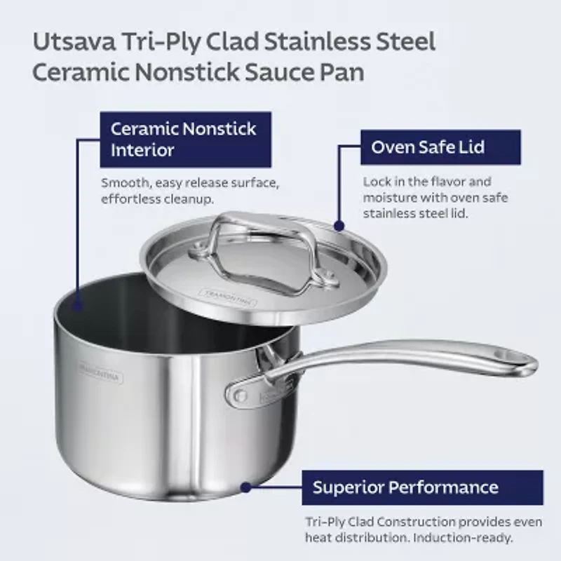 Tramontina Utsava Stainless Steel 2.2-qt. Sauce Pan